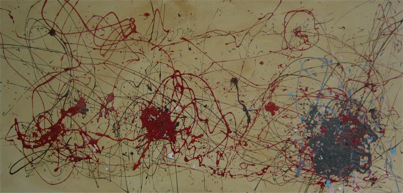 Abstract expressionist painting, acrylic on canvas