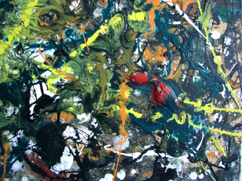Abstract expressionist painting, acrylic on canvas