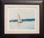 Geneva : Racing Boat One oil painting of lake geneva landscape by Alex Borissov 2004